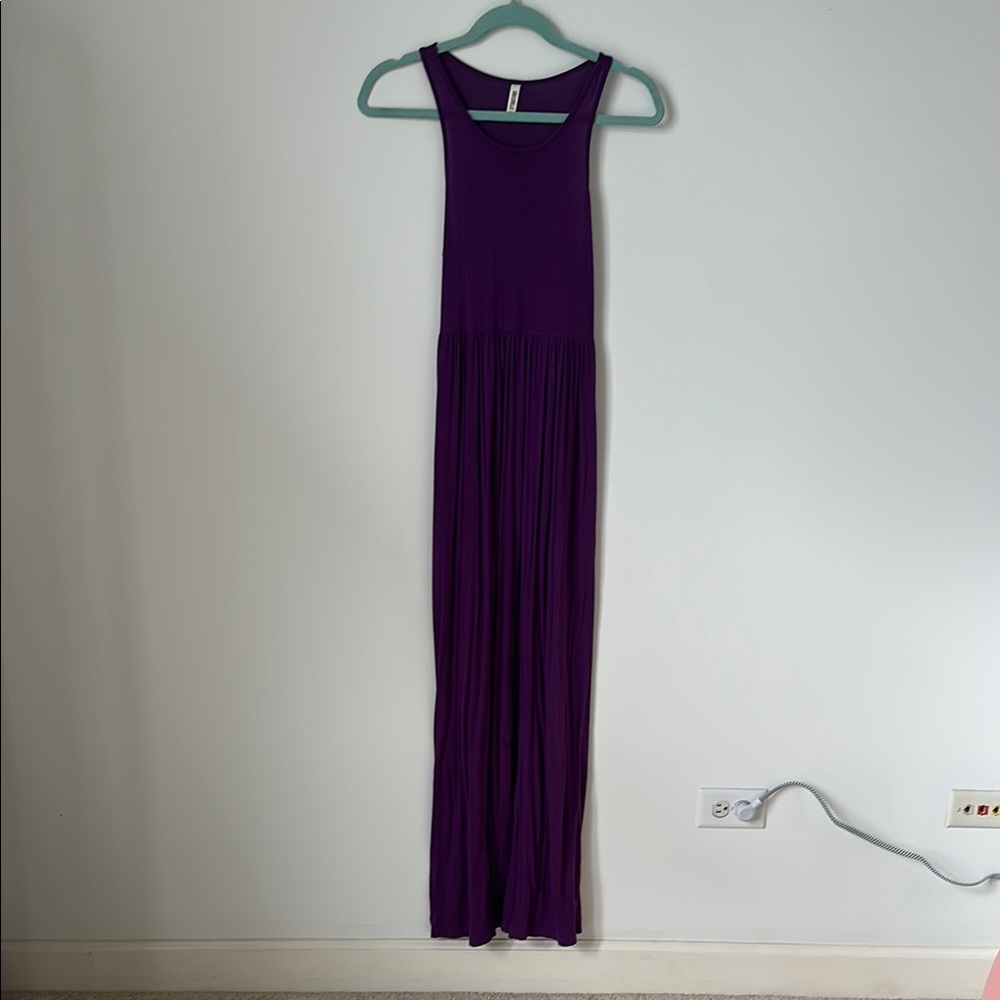 Purple Racerback Maxi Dress with Pockets